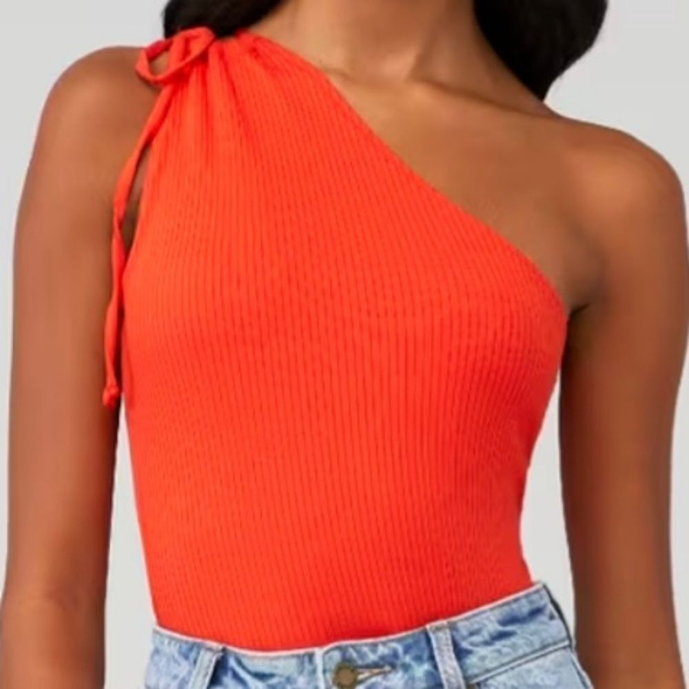 The Range Alloy Ribbed One-Shoulder Tank Top Size Small